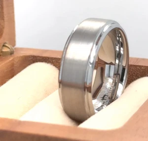 Men's Tungsten Ring Mans Engagement Ring Christmas Gift for Boyfriend - Picture 1 of 7