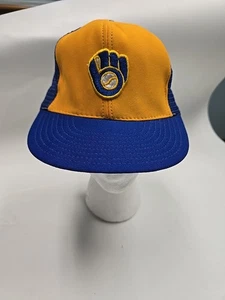 Vintage Milwaukee Brewers Snapback Trucker Hat Mesh Cap MLB 1985 REYNOLDS  - Picture 1 of 7