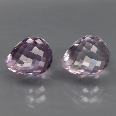 Briolette (Perforado) 11x9mm.PAR 100%Natural Lavanda Amatista Bolivia 11.40Ct. Foto 1 de 4