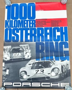 Original Vintage 1970 Porsche Factory Poster - 1000 Km Osterreich Ring - Bild 1 von 4