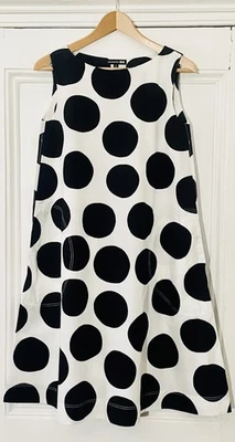 Marimekko Uniqlo Women’s Black White Spotted Sleeveless Dress XS UK 6-8 EU 34-36 - Image 1 of 4