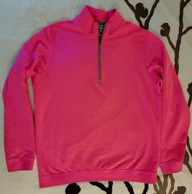 Pullover Ashworth Para Hombre 1/4 Cremallera Frontal Logo Mediano 87% Algodón - Rosa Foto 1 de 4