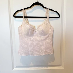 Vtg Y2K Rampage Womens Coquette Corset Top Sz 36C Fairy Princess Floral Lace Bow - Picture 1 of 7
