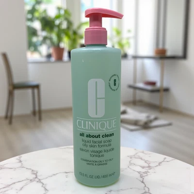 NUEVO Clinique All About Clean Jabón Facial Líquido Piel Grasa 13.5 fl oz Bomba Jumbo Foto 1 de 4