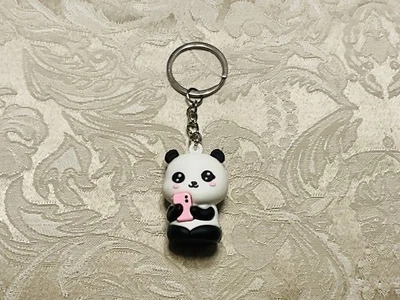 Adorable Panda Bear Silicone Keychain Luggage Backpack Clip - Image 1 of 3
