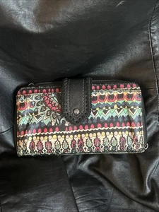 Sakroots Peace Sign Floral Damen Doppelreißverschluss Geldbörse beschichtetes Canvas Crossbody - Bild 1 von 4