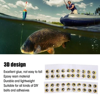 (Oro) 100pz Occhi da Pesca 3D Ovali Realistici Artificiali Finta Pesca Esca Occhio AM - Immagine 1 di 4