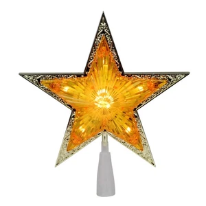 Northlight Gold and Amber Crystal 5 Point Star Christmas Tree Topper - 9 inch - Picture 1 of 3