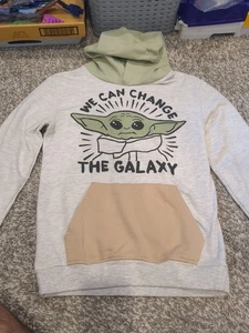 Star Wars Boys Size L Pullover Hoodie 'We Can Change The Galaxy' Baby Yoda - Picture 1 of 5