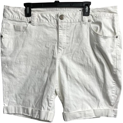 Pantalones Cortos para Mujer Faded Glory Plus 18 Blanco Tiro Alto Mezcla de Algodón Minimalista Informal Foto 1 de 4