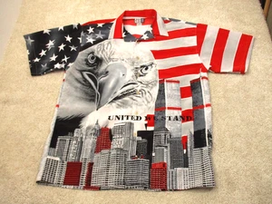 Vintage Trust Twin Towers WTC Button Up Hemd Herren Large US Flagge Adler - Bild 1 von 12