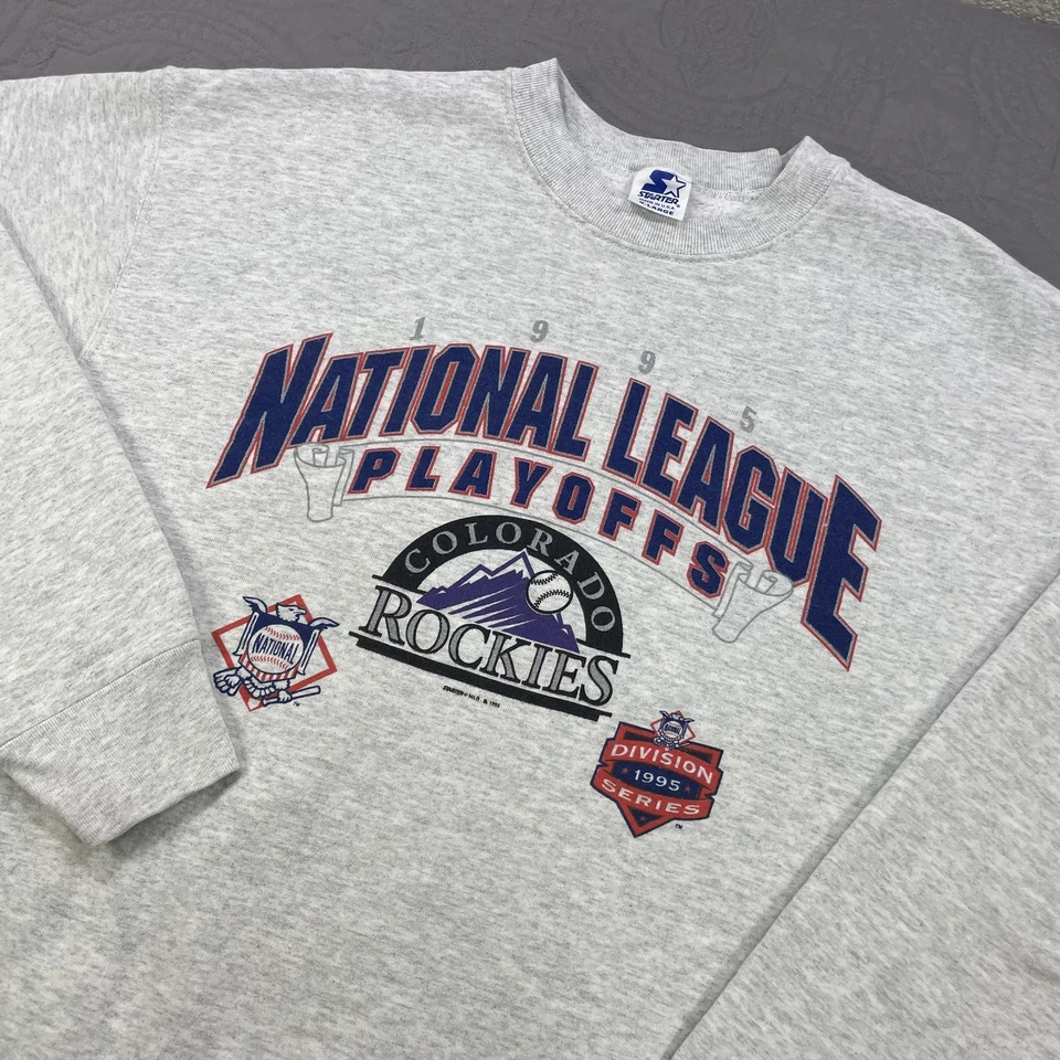 Suéter De Colección Colorado Rockies Para Hombres XL Gris MLB Béisbol Playoffs Starter Años 90 Foto 1 de 4