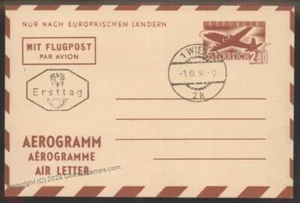 Austria 1954 FDC  Airmail Aerogram Cover 108035 - Picture 1 of 2