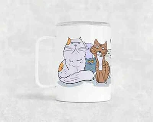 12 Oz Cute Cats Insulated Stainless Steel Camp Mug With Lid, Personalized Gift - Picture 1 of 4