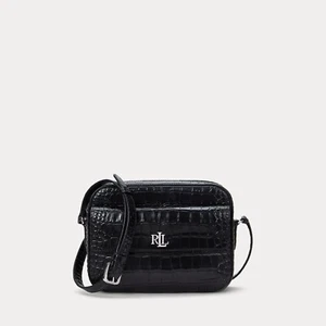 Ralph Lauren Donna Borsetta Marcy Camera Bag Pelle Nero Coccodrillo - Foto 1 di 5