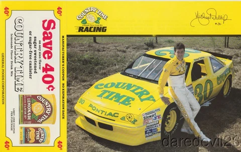 1988 Michael Waltrip Country Time Pontiac Grand Prix NASCAR Winston Cup postcard Cover