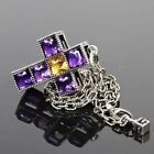 GUCCI Interlocking G Cube Cross SV 925/Synthetic Crystal Necklace Pendant Unused