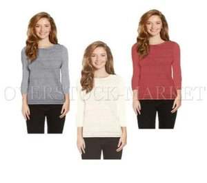 NEW WOMENS BUFFALO JACQUARD SWEATER LIGHTWEIGHT 3/4 SLEEVE SWEATER! SOFT VARIETY - Picture 1 of 4