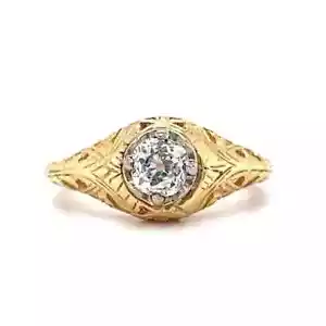 Fede Nuziale Vintage Stile Art Decò 3 Ct Creato in Laboratorio Diamante Oro Giallo 14k FN - Foto 1 di 15