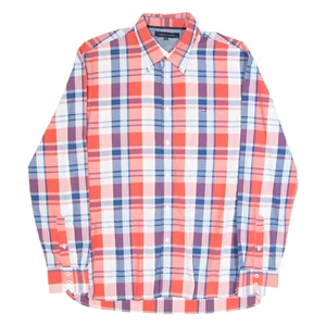 TOMMY HILFIGER Mens Shirt Red Plaid Long Sleeve L - Picture 1 of 6