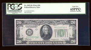 DBR 1934-A $20 FRN New York Gem Fr. 2055-B PCGS 65 PPQ Serial B60266586A - Picture 1 of 2