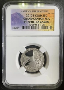 NGC PR70 2010-S Grand Canyon Quarter 25c PERFECT PF70UC Blast White UC Clad c3 - Picture 1 of 2