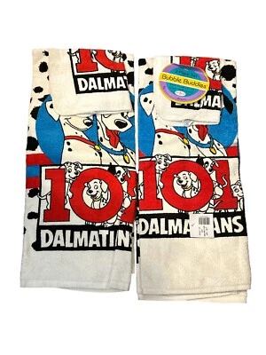 Vintage Franco Walt Disney 101 Dalmations Bath Terry Towel And Hand Towel NOS - Image 1 of 3