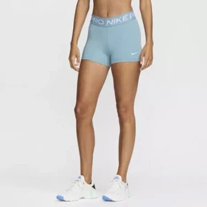 Nike pro Women's shorts 3" Denim Turquoise Size XL CZ9857-464 compression NWT - Picture 1 of 5