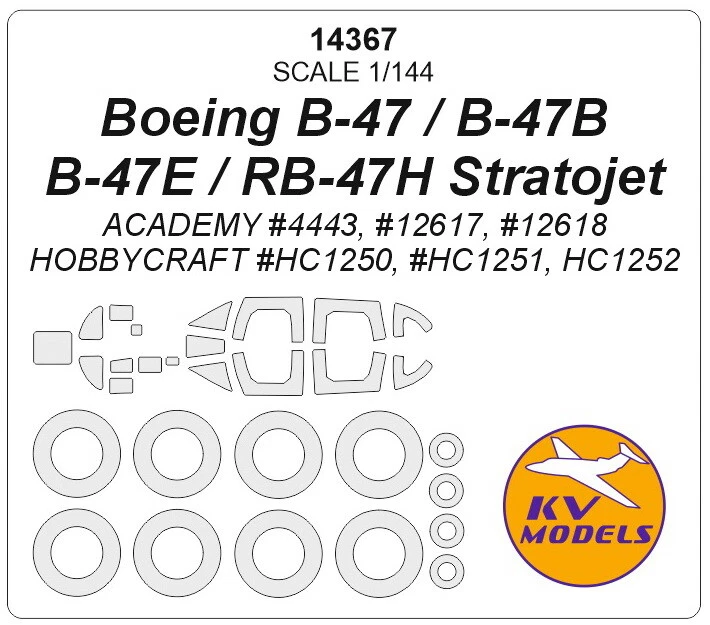 KV 1/144 B-47/B/E/RB-47H Stratojet Masking for Academy, Hobbycraft 1250/51/52 - Image 1 of 1