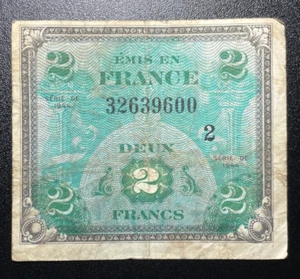 1943 France 2 Francs Bank Note Military Currency - Picture 1 of 2