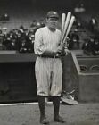 Babe Ruth Yankees Premier Black And White Holding Three Bats Smiling 8X10 Pictur