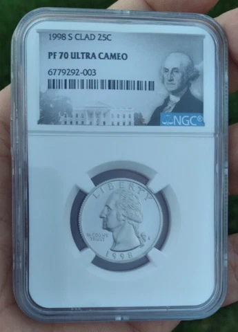 1998 S Clad 25c Washington Proof Quarter NGC PF70 Ultra Cameo Low Pop / Top Pop Cover