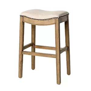 Maven Lane Adrien Saddle Backless Bar Stool, Natural, Bar Height (Open Box) - Picture 1 of 6