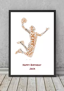 Personalised Basketball Player Word Art Gift, Coach, Team, Birthday present - Picture 1 of 12