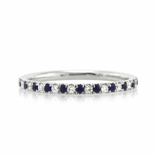 Mark Broumand 0.20ct Sapphire and Diamond Wedding Band in 18k White Gold
