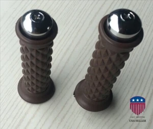 Pair 7/8" Brown Motorcycle Bike ATV Scooter Handlebars Hand Grips Covers Rubber - Picture 1 of 9