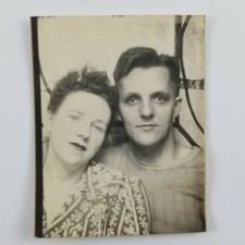 1944 Photobooth Couple With Attitude Vintage Photo