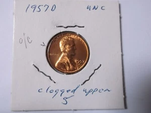 1957 D Lincoln Cent Error #5, O/C - Picture 1 of 8