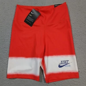 Nike Shorts Womens Small Red White Mid Rise 7" One Tight Fit Training Gym Yoga - Picture 1 of 18
