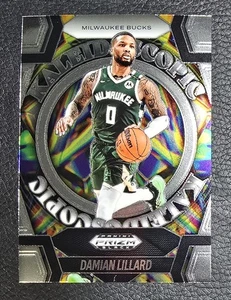 2024-25 PRIZM BLACK KALEIDOSCOPIC SILVER #16 DAMIAN LILLARD BUCKS - Picture 1 of 2