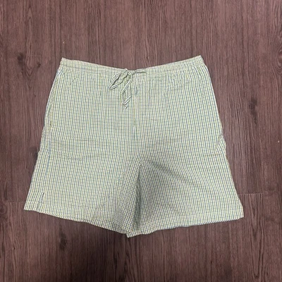 Pantalones cortos anchos vintage Blair azul y verde a cuadros medianos para mujer Foto 1 de 4