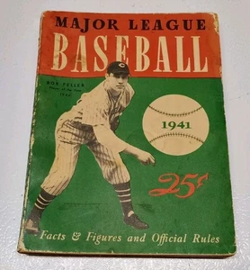 Vintage 1941 Major League Baseball Facts & Figures Book - Bob Feller Cover - Foto 1 di 1