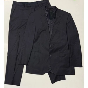 Hugo Boss Mens Suit Pinstripe Two Button Blazer Pants Set Super 110 Wool 44L - Picture 1 of 16