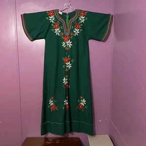 Original by Nina’s grünes Maxikleid Kaftan Boho Hippie Folklore MuuMuu 70er - Bild 1 von 22