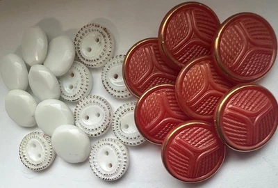 21 Vintage Czech glass buttons LOT"~milk glass~RED~13-18mm~F18 - Image 1 of 4