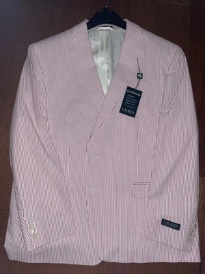 Lauren Ralph Lauren Mens UltraFlex Lexington Blazer Red/White 50Reg NWT - Image 1 of 4
