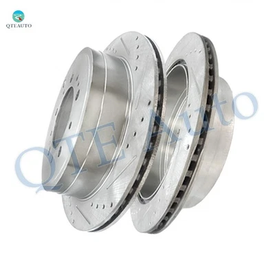 Rear 345mm Drilled Slot Brake Rotors To 2008-2011 2013-2021 Toyota Land Cruiser - Image 1 of 4