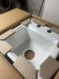 N39) Kohler Northland 15" x 15" x 7-5/8" top-mount bar sink/2 faucet holes WHITE - Picture 1 of 4