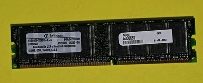 INFINEON 512MB PC 2700 DDR 64M x 64 - HYSD64329GU-6-A ~ DESKTOP RAM MEMORY - Image 1 of 3