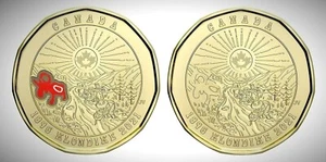 PAIR OF 2021 CANADIAN LOONIES, COLOR AND NON-COLOR, KLONDIKE GOLD RUSH, - Bild 1 von 5
